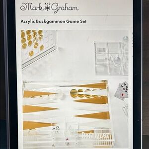 Mark & Graham Gold frost and Clear Acrylic Backgammon Set new in box
